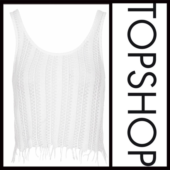 TOPSHOP BOHO CROCHET FRINGE CROP TOP TANK TOP A2C - Picture 4 of 8